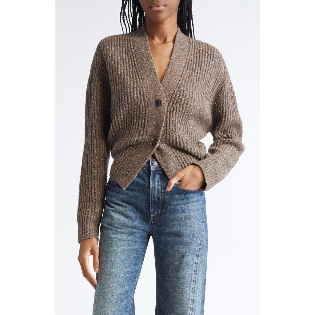 R13 Split Hem Wool Blend Cardigan In Brown