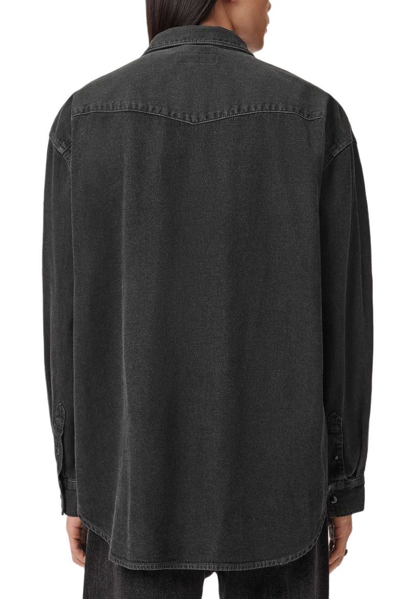 Fenton Cotton Denim Snap-Up Shirt, Alternate, color, BLACK