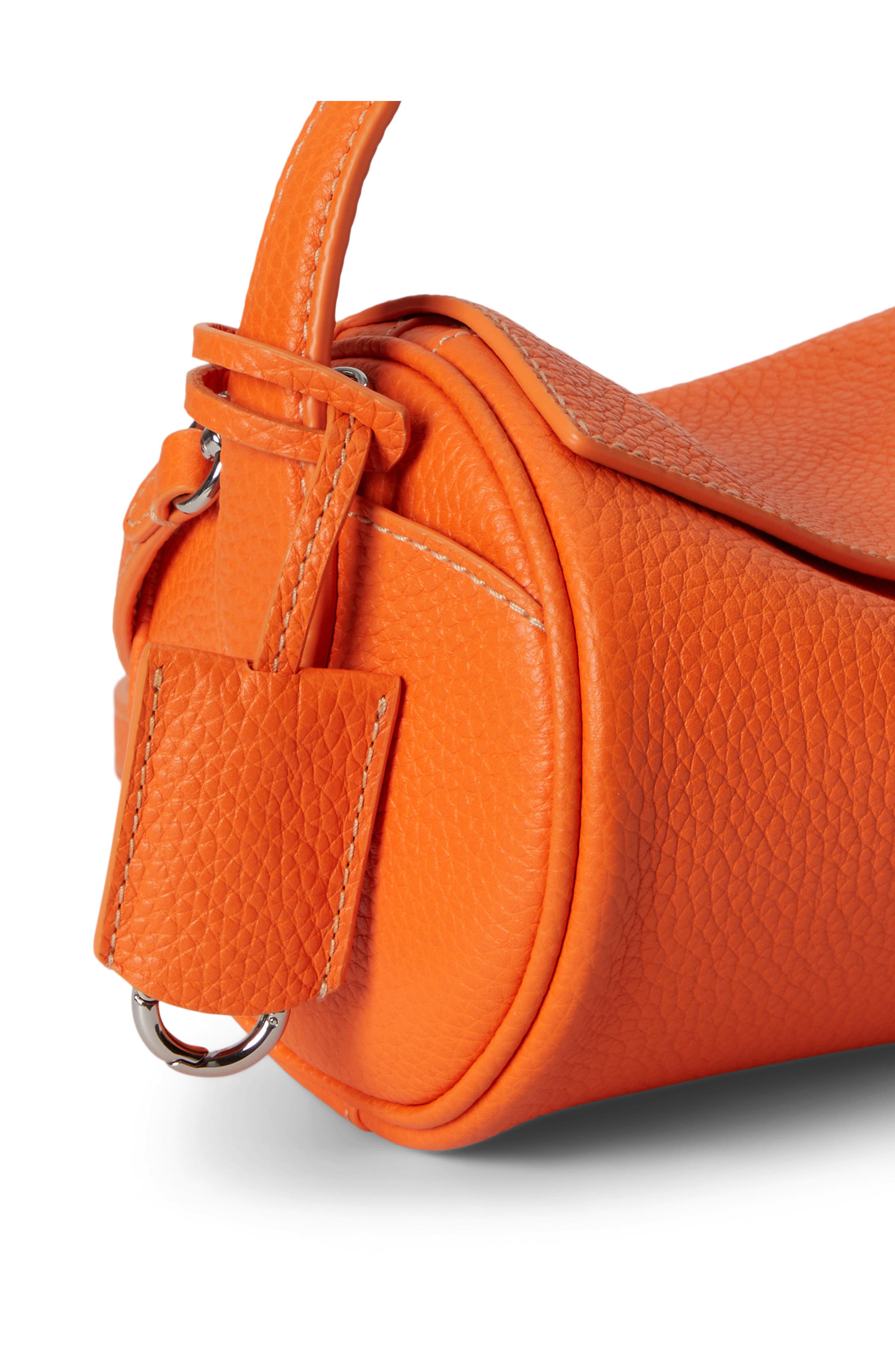 Pebbled Leather Mini Duffel Bag, Alternate, color, ORANGE PEEL