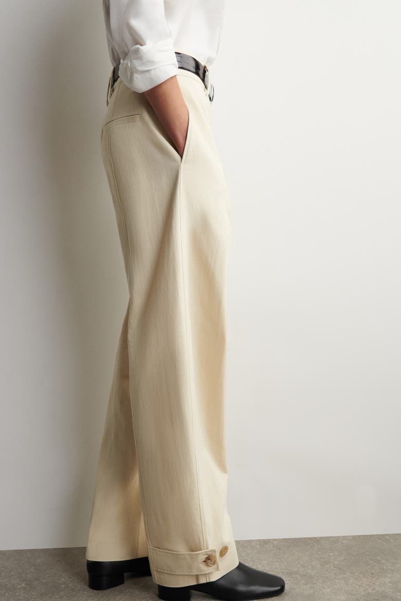 Barrel-Leg Cotton Utility Pants, Alternate, color, LIGHT BEIGE