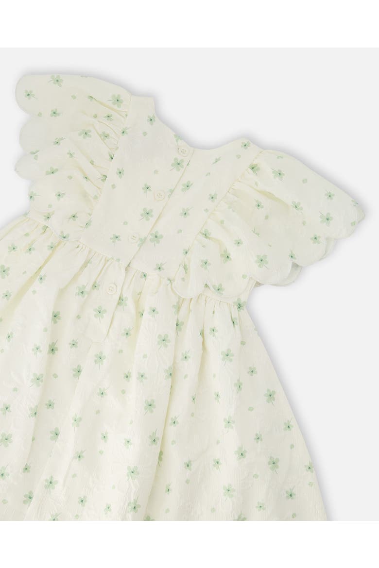 Jacquard Short Sleeve Flowers Dress, Alternate, color, White Printed Flowers