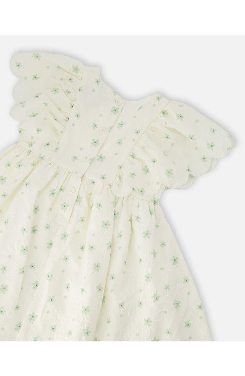 Deux par Deux Jacquard Short Sleeve Printed Flowers Dress, Alternate, color, White Printed Flowers