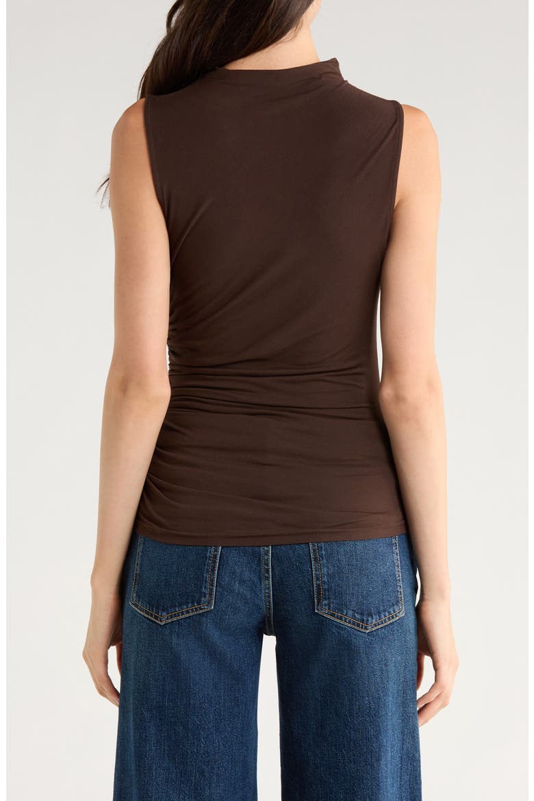 Christen Ruched Mock Neck Sleeveless Top, Alternate, color, ESPRESSO