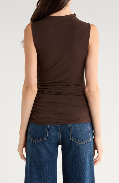 Rails Christen Ruched Mock Neck Sleeveless Top In Brown