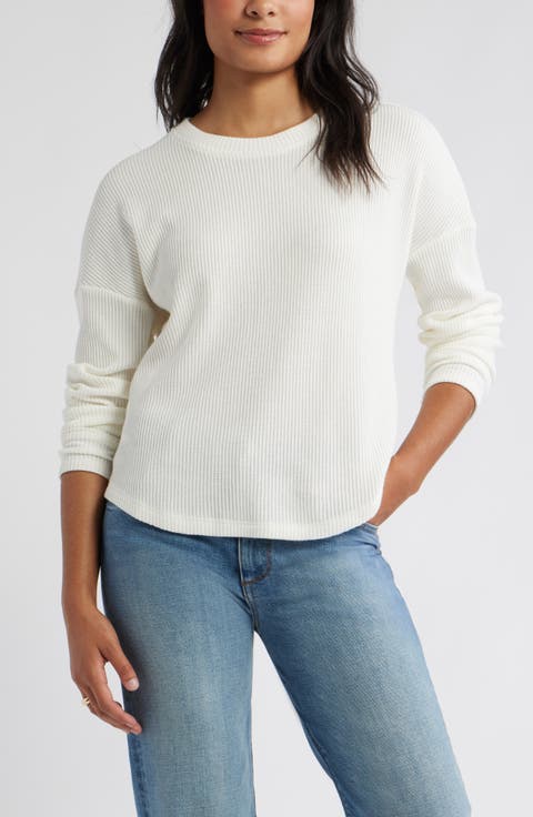 Long Sleeve Waffle Knit T-Shirt