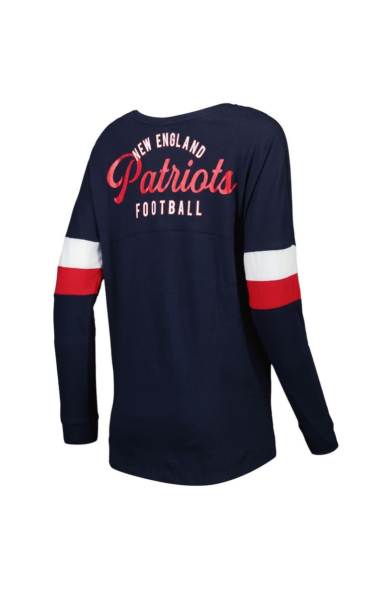 Women's New Era  Navy New England Patriots Athletic Varsity Lightweight Lace-Up Long Sleeve T-Shirt, Alternate, color, Navy