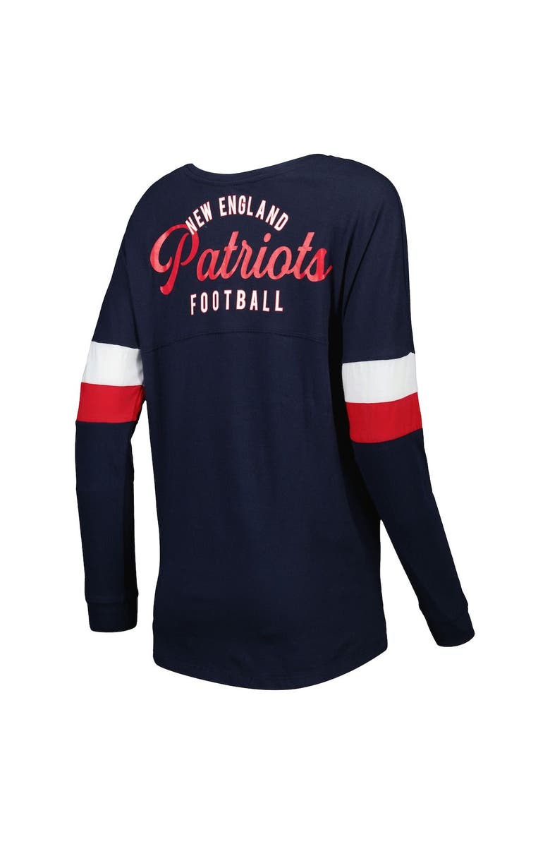 New Era Women's New Era Navy New England Patriots Athletic Varsity Lightweight Lace-Up Long Sleeve T-Shirt, Alternate, color, Navy
