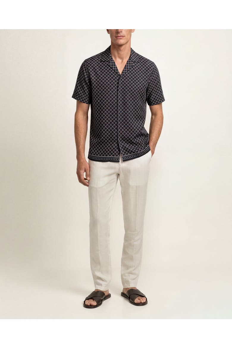 Maitan Printed Lyocell Shirt in Tessoro, Main, color, Night Iris