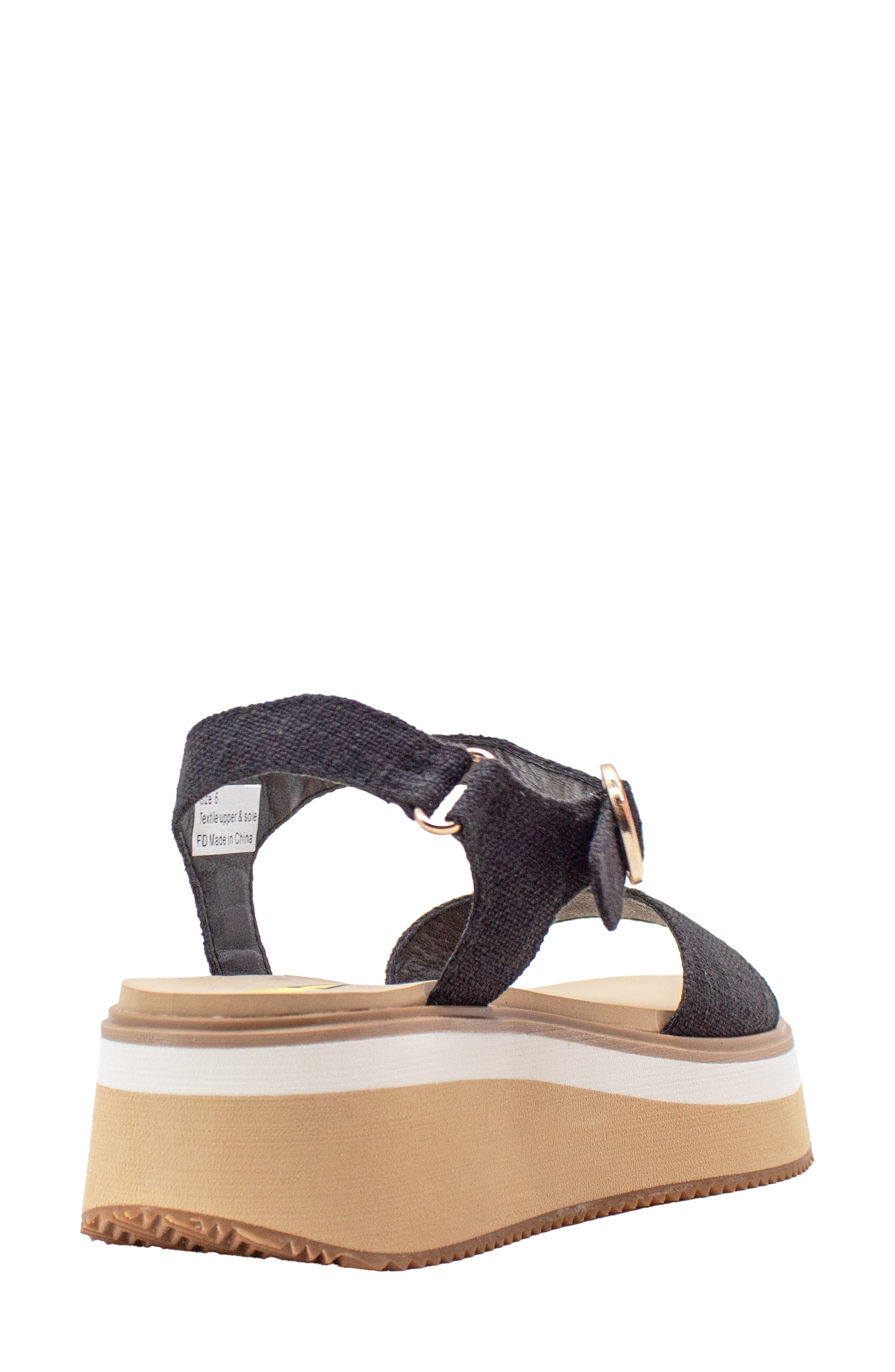 Volatile Porcini Ankle Strap Platform Sandal, Alternate, color, Black Linen