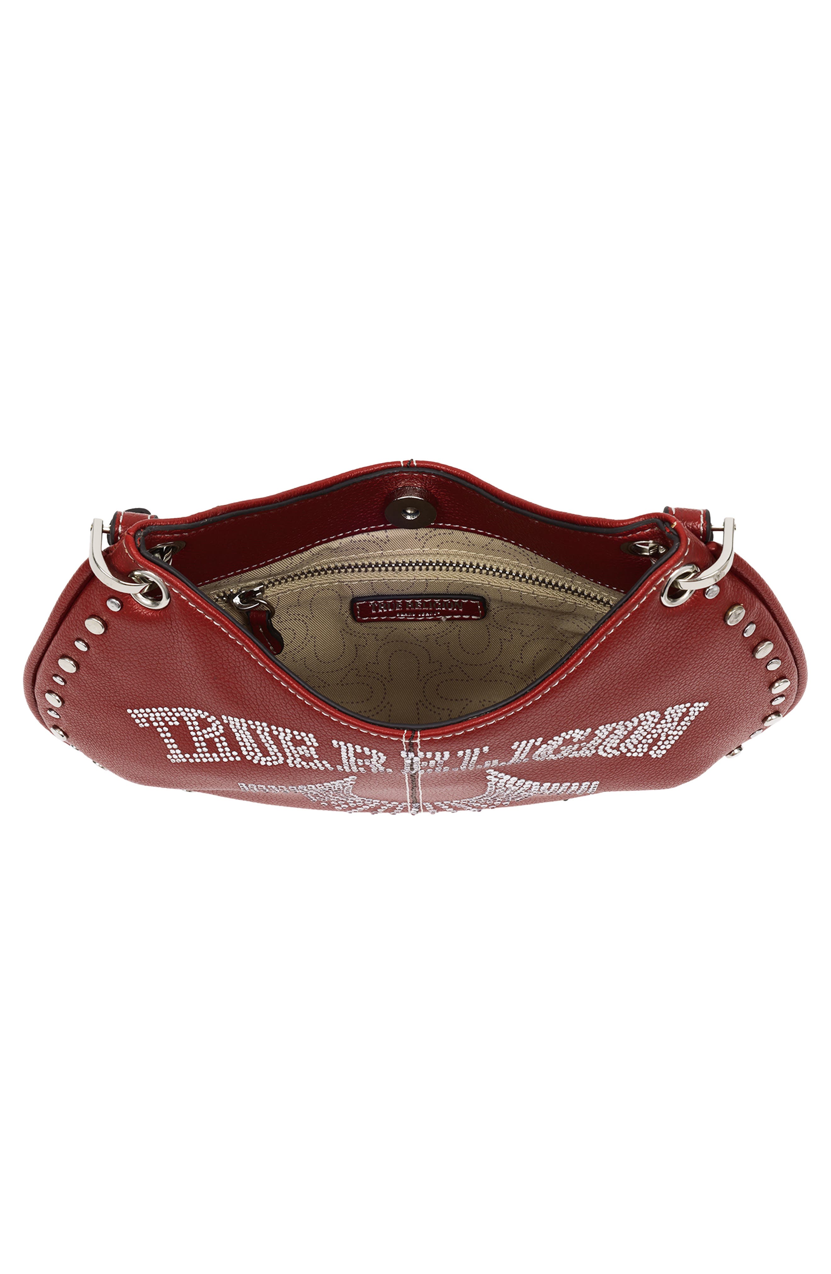 Studded Horseshoe Shoulder Bag, Alternate, color, RED