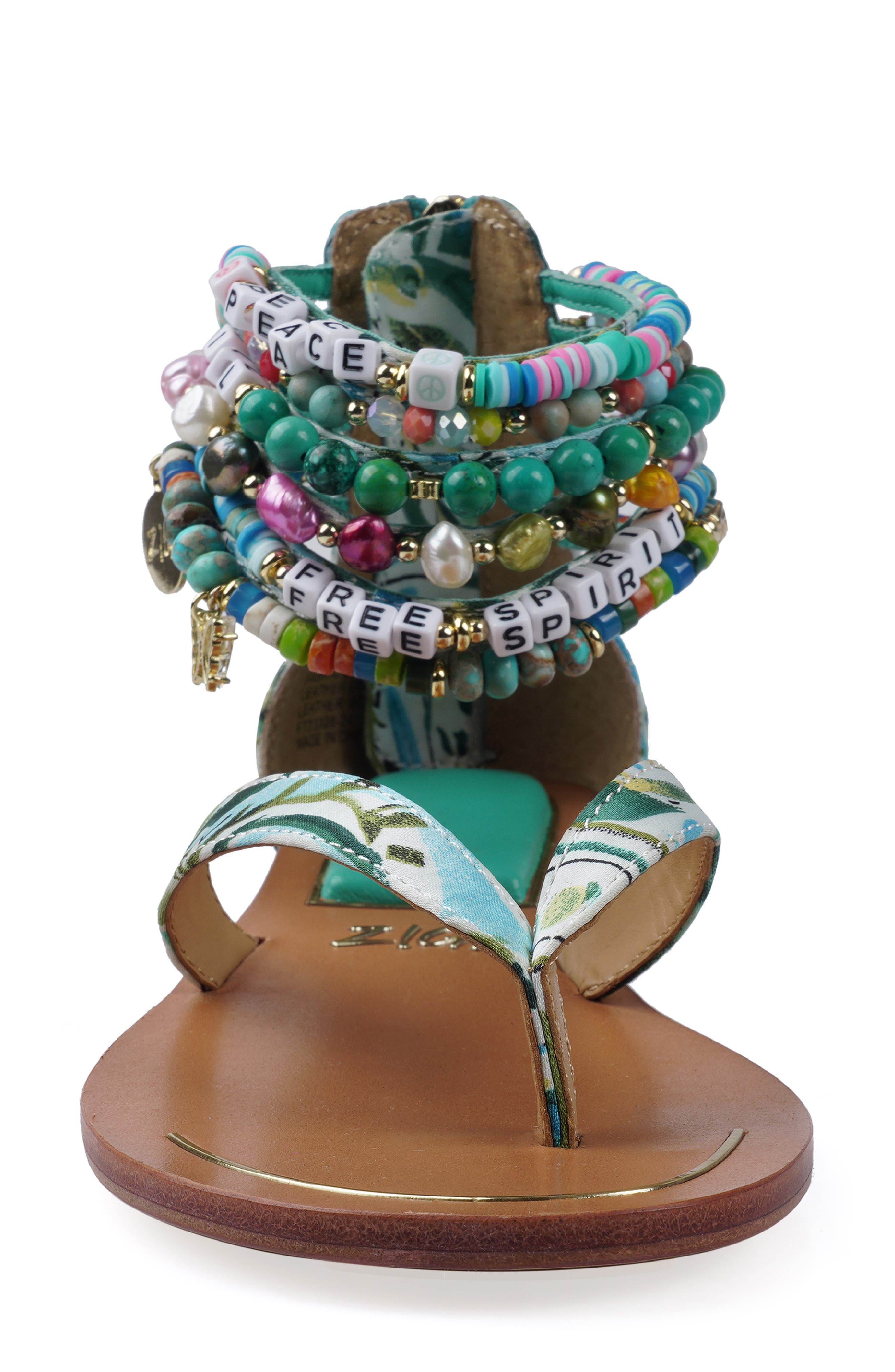 Fabella Ankle Strap Sandal, Alternate, color, TURQUOISE MULTI FABRIC