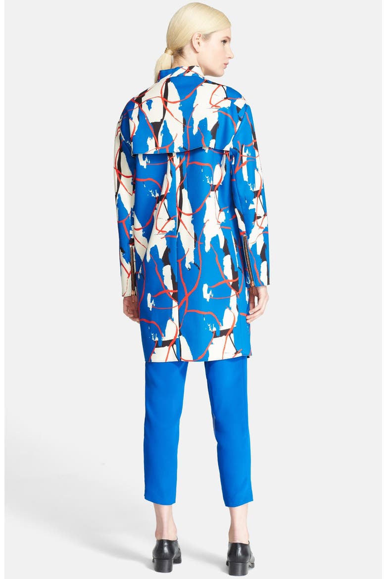 Print Neoprene Coat, Alternate, color, BLEU
