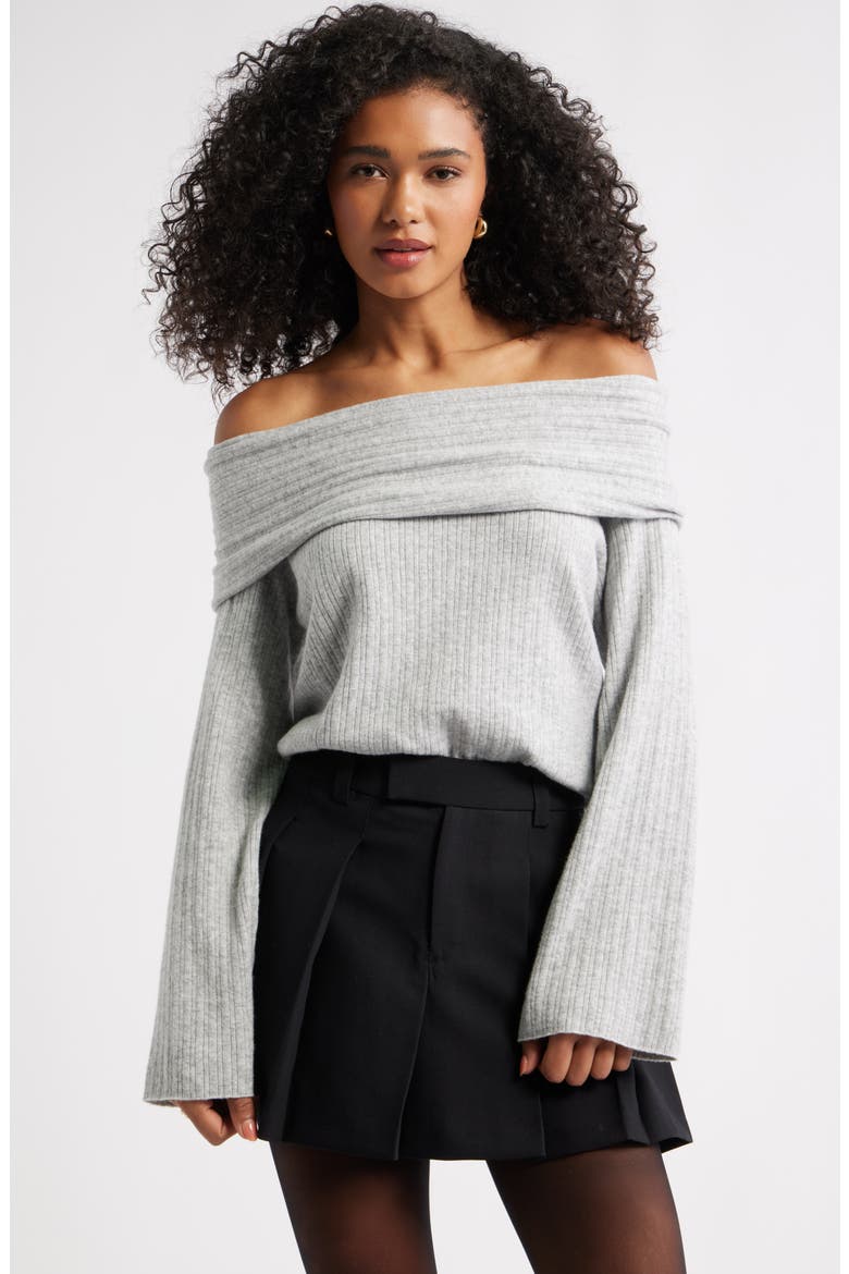 Off the Shoulder Sweater, Main, color, GREY HEATHER