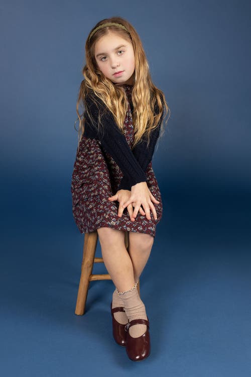 Looms Knits Looms Brushed Floral Dress Collection In Burgundy