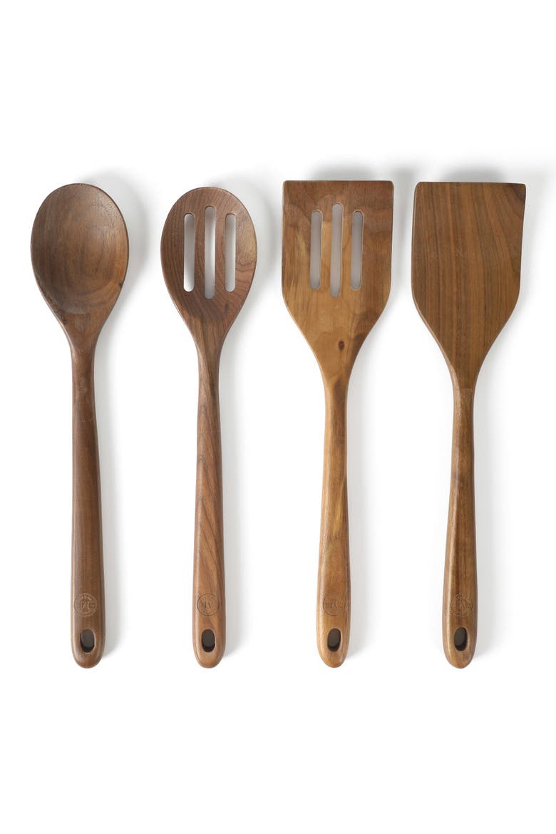 4-Piece Walnut Wood Kitchen Cooking Tool Set, Main, color, Walnut Brown