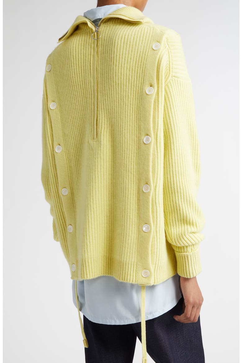 Button Detail Cashmere Rib Sweater, Alternate, color, YELLOW