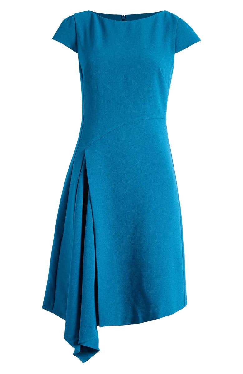 Vince Camuto Ruffle Detail Signature Stretch Crepe Dress, Alternate, color, Peacock