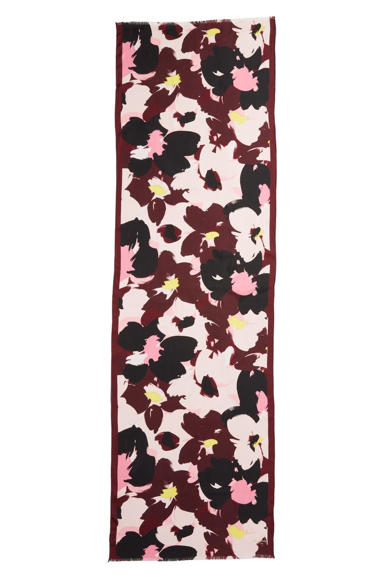 brush bloom silk scarf, Alternate, color, MISSION FIG
