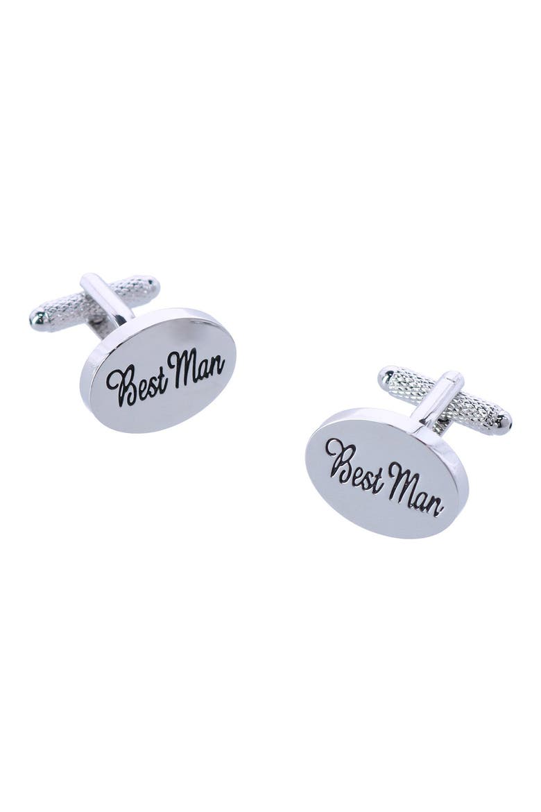 Best Man Cuff Links, Main, color, SILVER