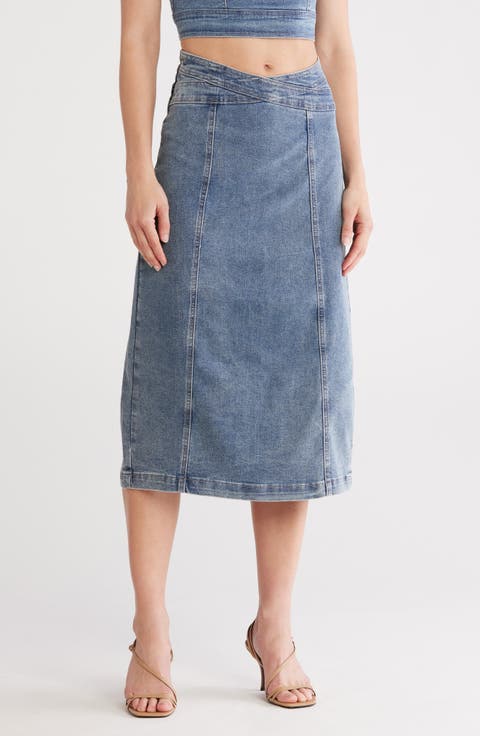 Crisscross Denim Skirt