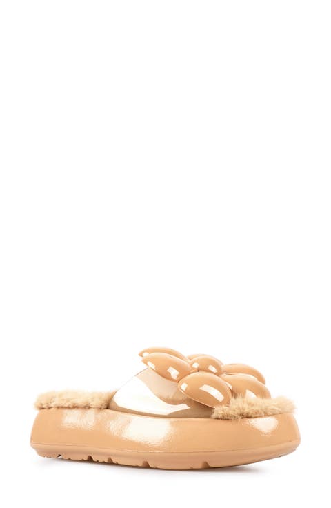 Cass Faux Fur Lined Sandal (Women)