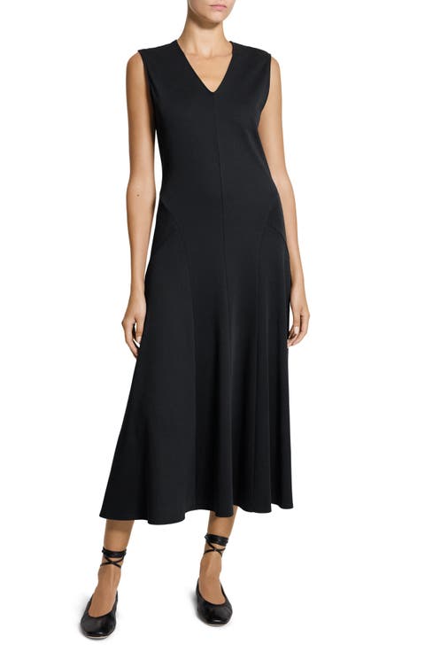 V-Neck Sleeveless Cotton Midi Dress
