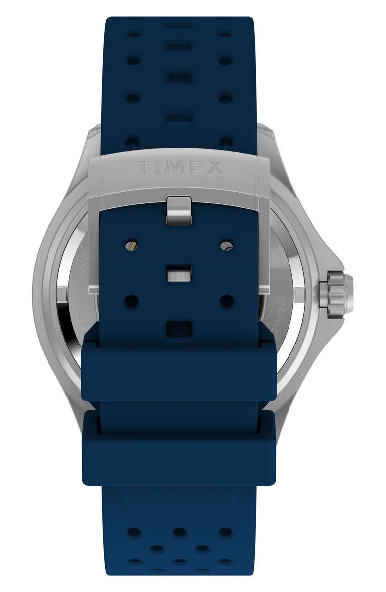 Timex<sup>®</sup> Deepwater Meridian Automatic Rubber Strap Watch, 44mm, Alternate, color, Blue