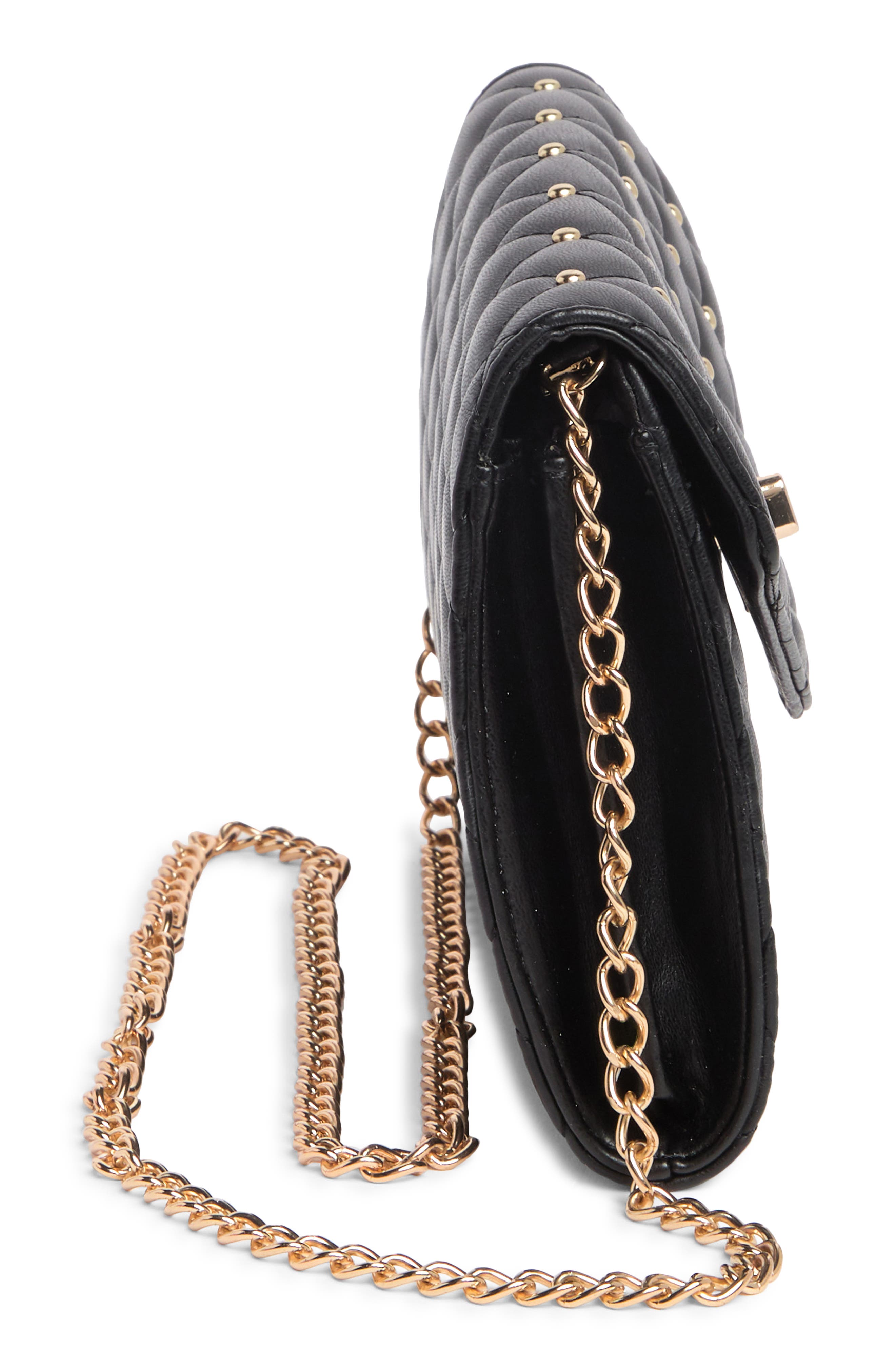 Badgley Mischka Collection Diamond Quilt Convertible Crossbody Bag, Alternate, color, Black