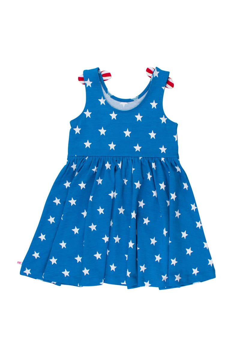 RuffleButts Girls Tie Shoulder Twirl Dress, Alternate, color, Stars & Stripes