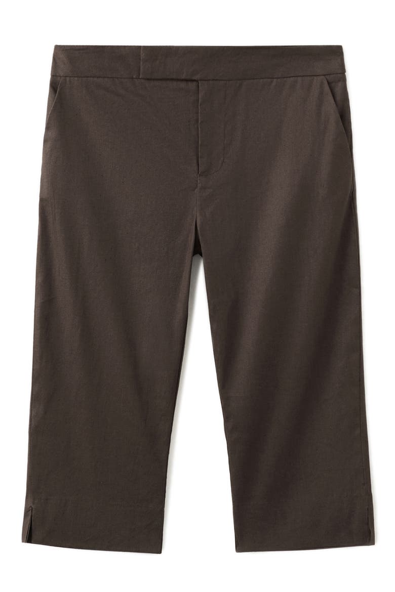 Stretch Linen & Cotton Capri Pants, Alternate, color, CHOCOLATE