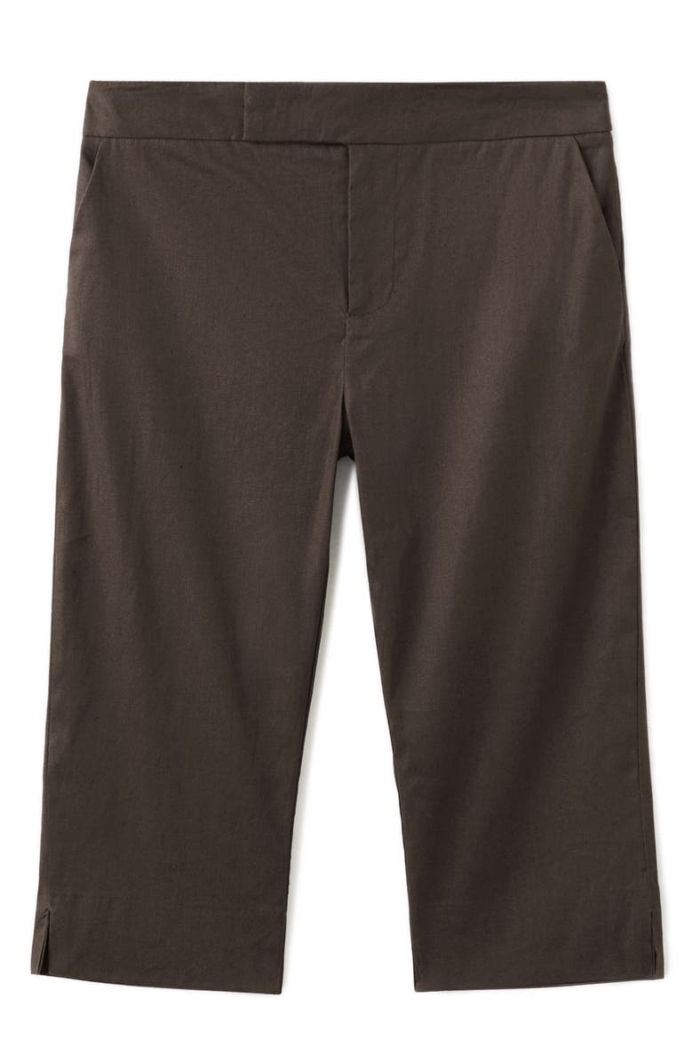 MANGO Stretch Linen & Cotton Capri Pants, Alternate, color, Chocolate