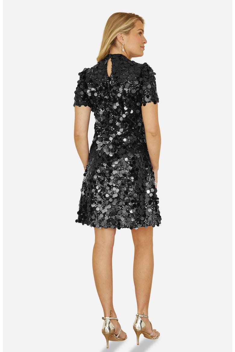 Sequin Keyhole Neck Tunic Dress, Alternate, color, Black