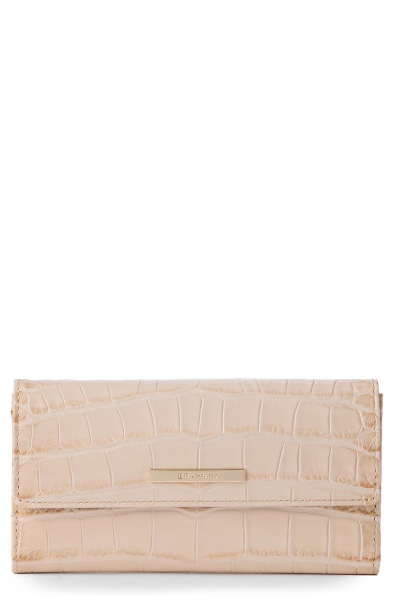 Brahmin Cordelia Croc Embossed Wallet, Main, color, Cloud Dancer