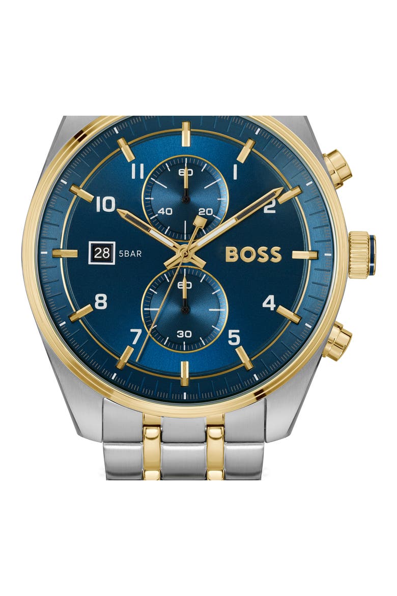 Skytraveller Chronograph Bracelet Watch, 44mm, Alternate, color, BLUE