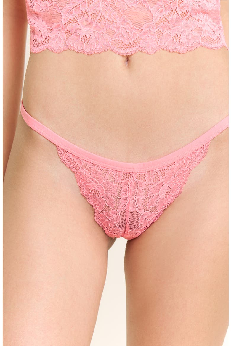 Riot Lace Thong, Main, color, CORAL BLUSH