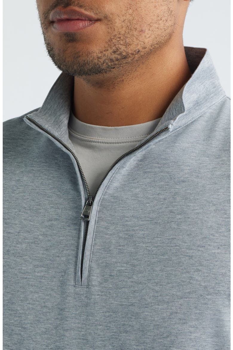 Comfort Interlock Organic Cotton Blend Quarter Zip Pullover, Alternate, color, GALE GREY