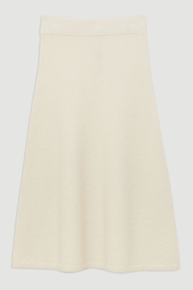 Alpaca Wool Fluffy Full Knit Skirt, Alternate, color, Ivory