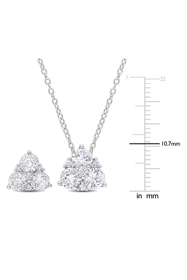 Created White Sapphire Stud Earrings & Necklace Set, Alternate, color, WHITE