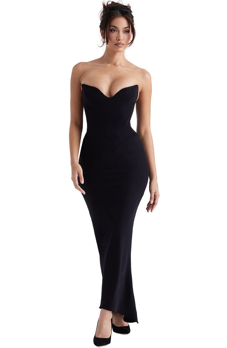 HOUSE OF CB Sabine Strapless Stretch Crepe Dress, Alternate, color, Black