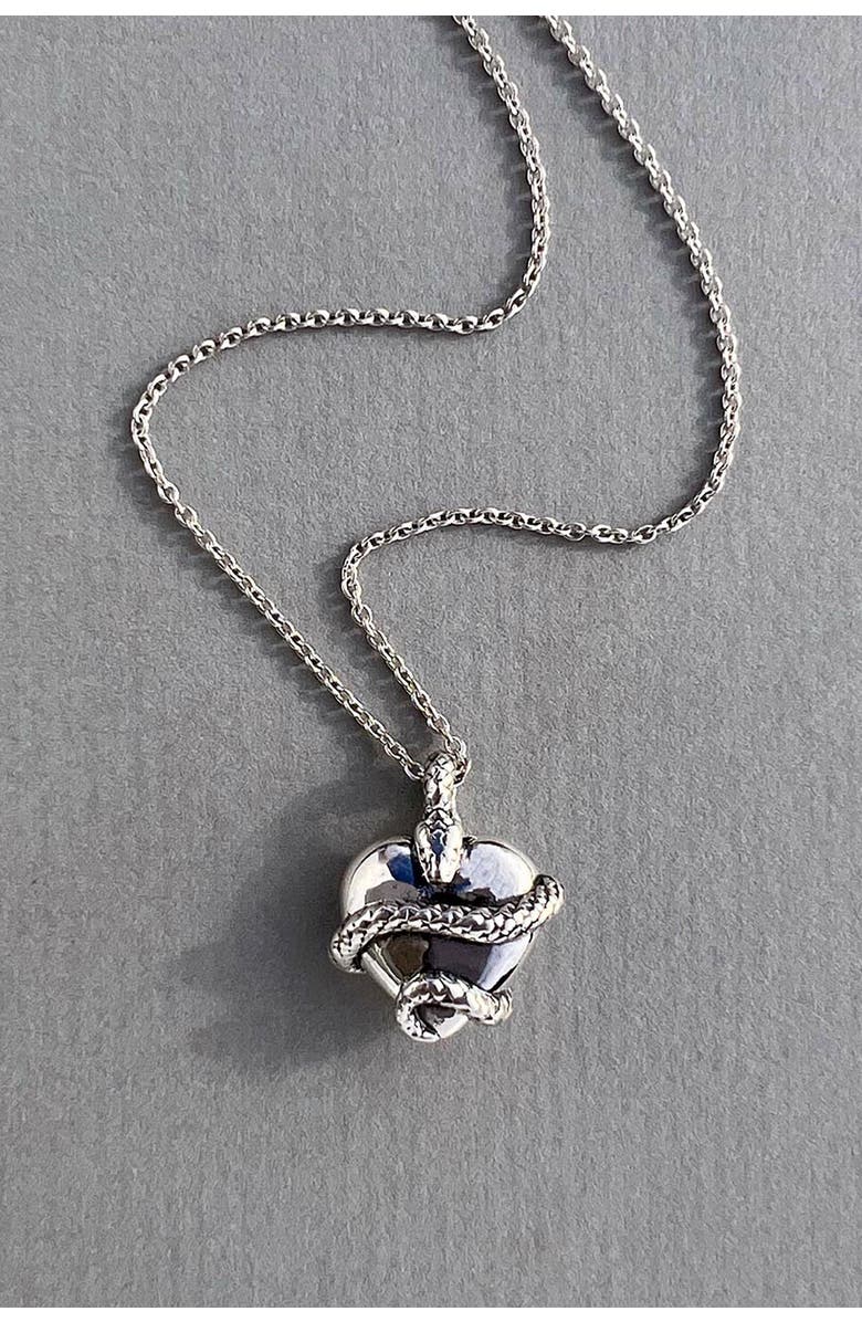 Astor & Orion Wise Heart Charm Necklace, Alternate, color, Silver