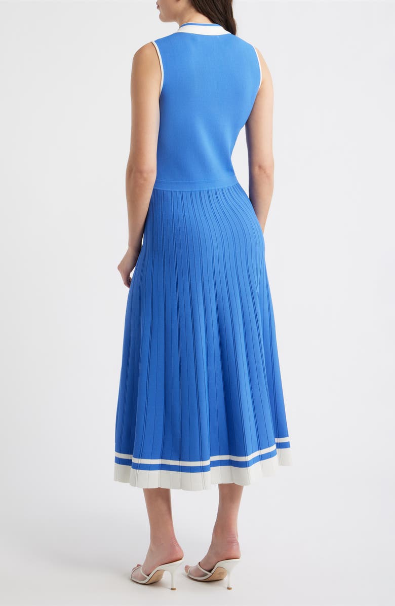 Elie Tahari The Elizabeth Knit Polo Dress, Alternate, color, Seaport Blue/ Ivory