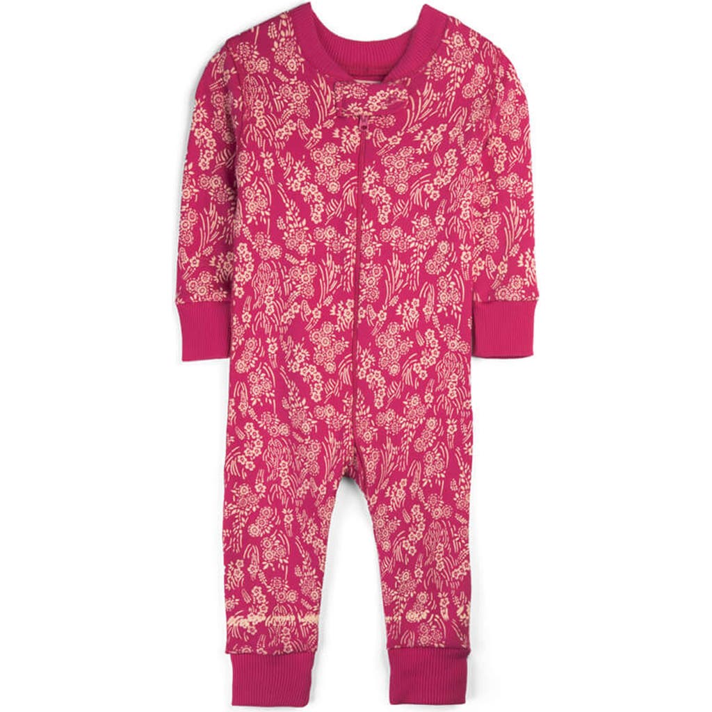 Mightly 100% Organic Cotton Print Snug Fit Baby Pajamas In Begonia