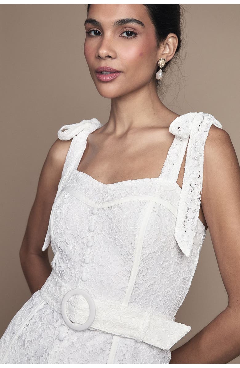 Coast Lace Bow Shoulder Maxi Wedding Dress, Alternate, color, Ivory