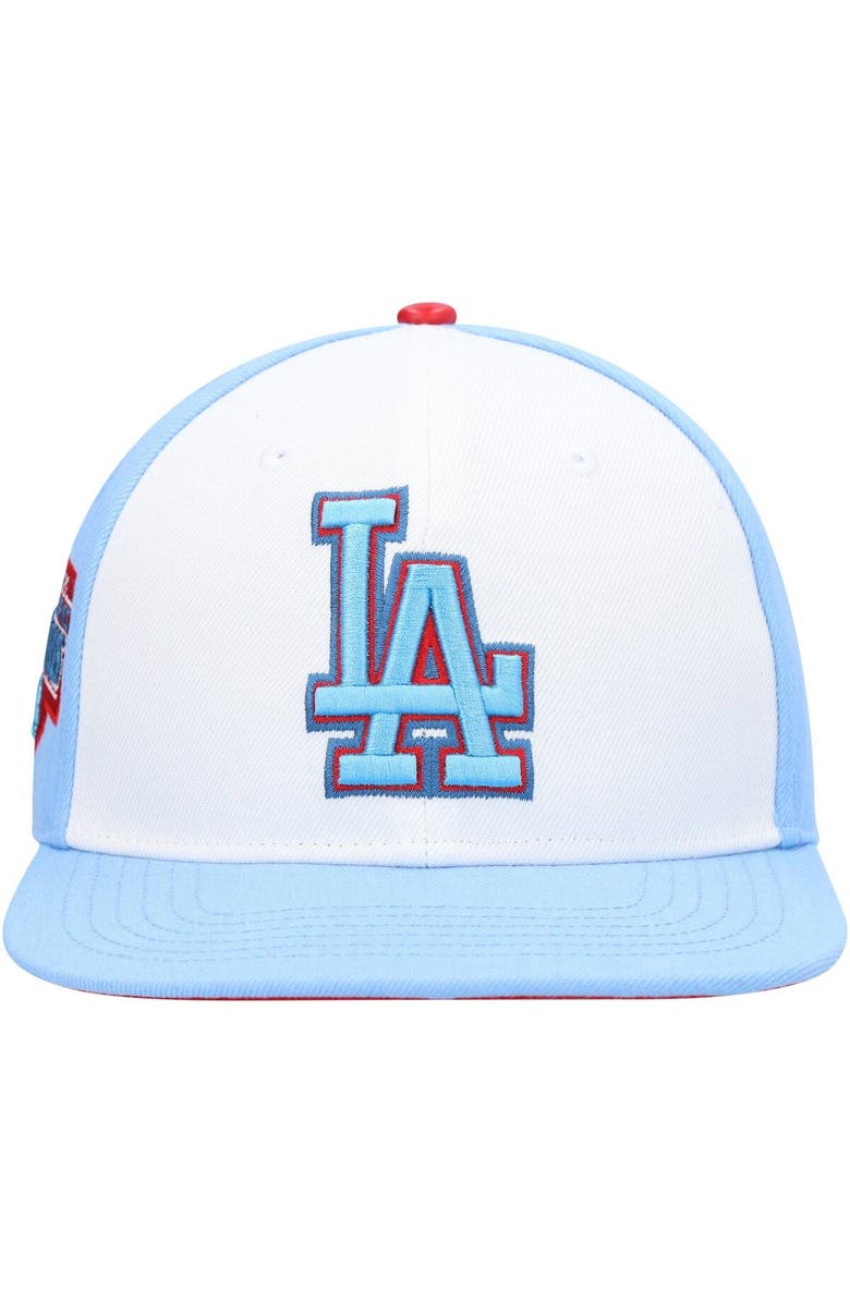 PRO STANDARD Men's Pro Standard White/Light Blue Los Angeles Dodgers Blue Raspberry Ice Cream Drip Snapback Hat, Alternate, color, White