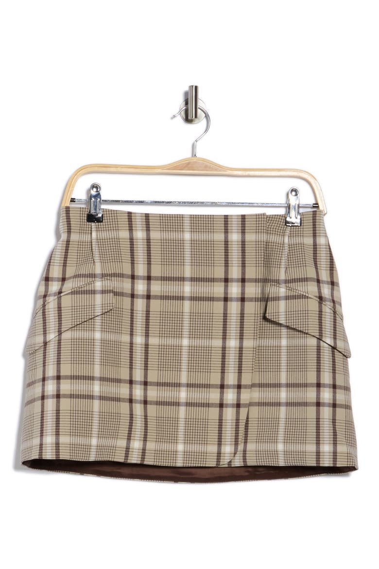 Payton Plaid Wrap Miniskirt, Alternate, color, SAND PLAID