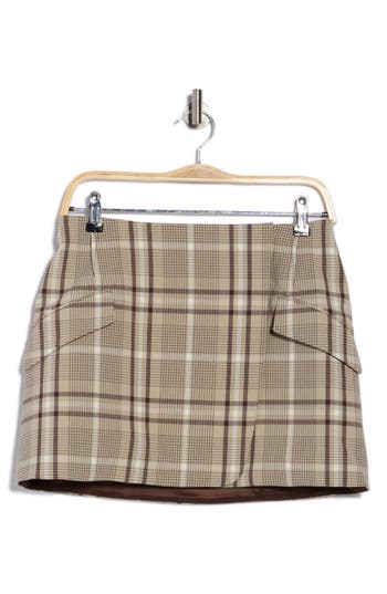 Simkhai Payton Plaid Wrap Miniskirt In Brown
