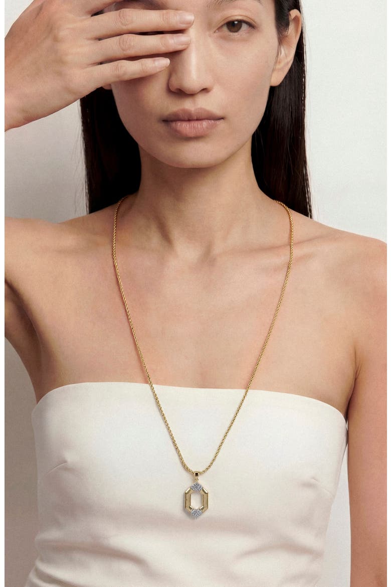 Hexagon Pavé Pendant Necklace, Alternate, color, GOLD