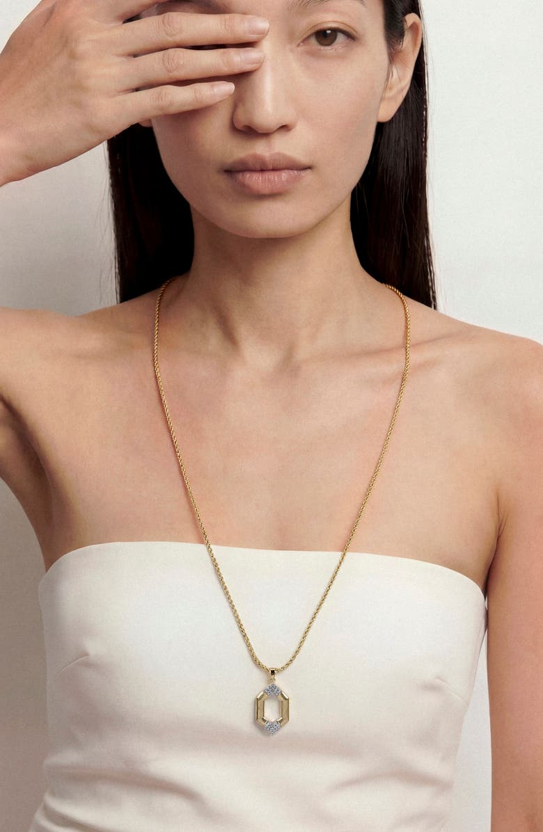 st. Moran Hexagon Pavé Pendant Necklace, Alternate, color, Gold