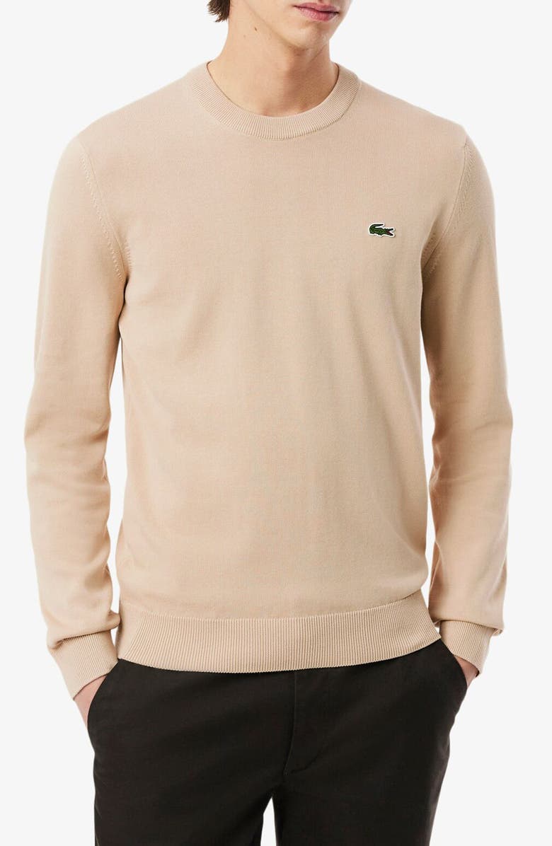 Lacoste Solid Cotton Jersey Crewneck Sweater, Main, color, Viennese