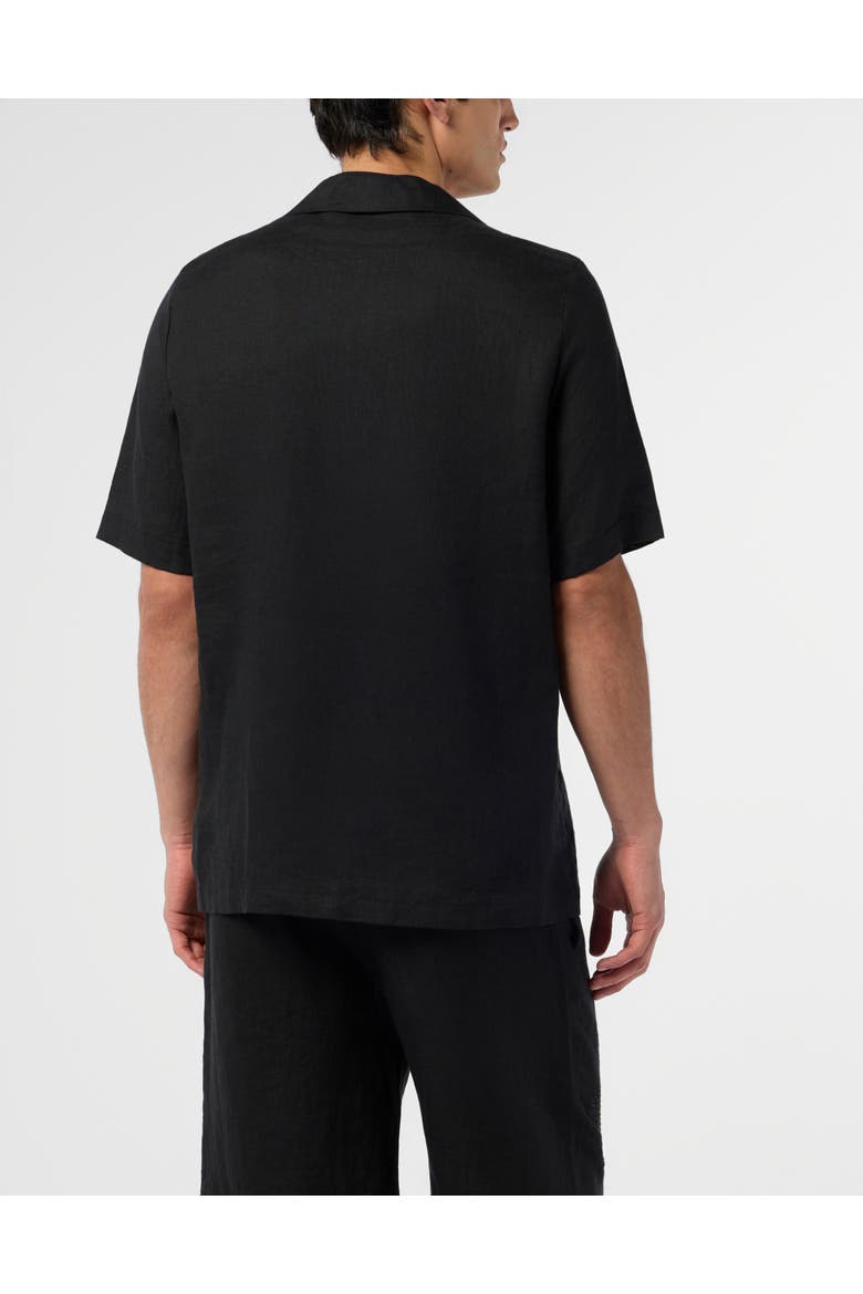 Embroidered Linen Bowling Shirt Tattoo Strass Men, Alternate, color, black/black